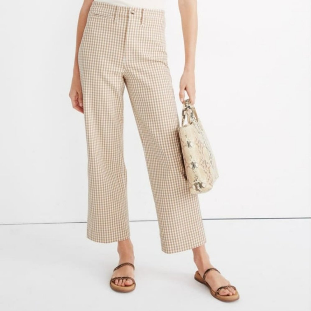 Madewell Slim Emmett Wide Leg Pant Gingham Check